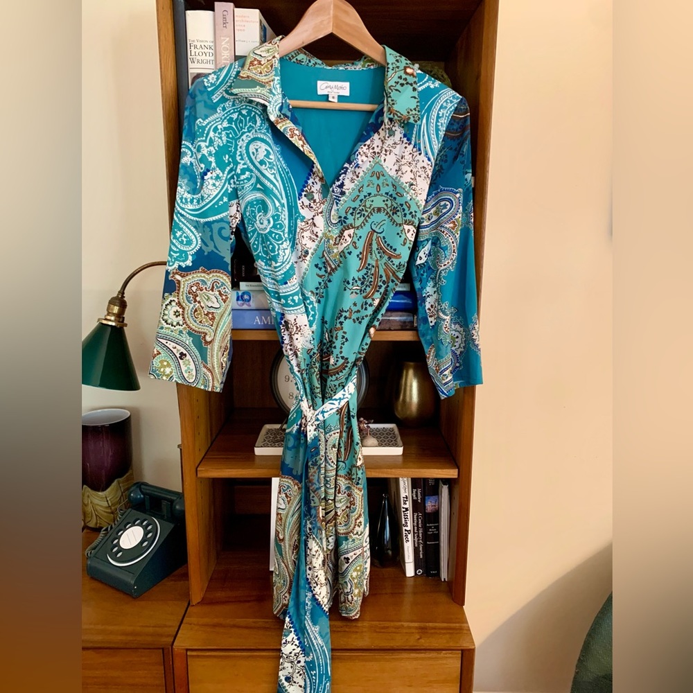 Amy Matto Wrap Dress Multicolor Blue Size 8